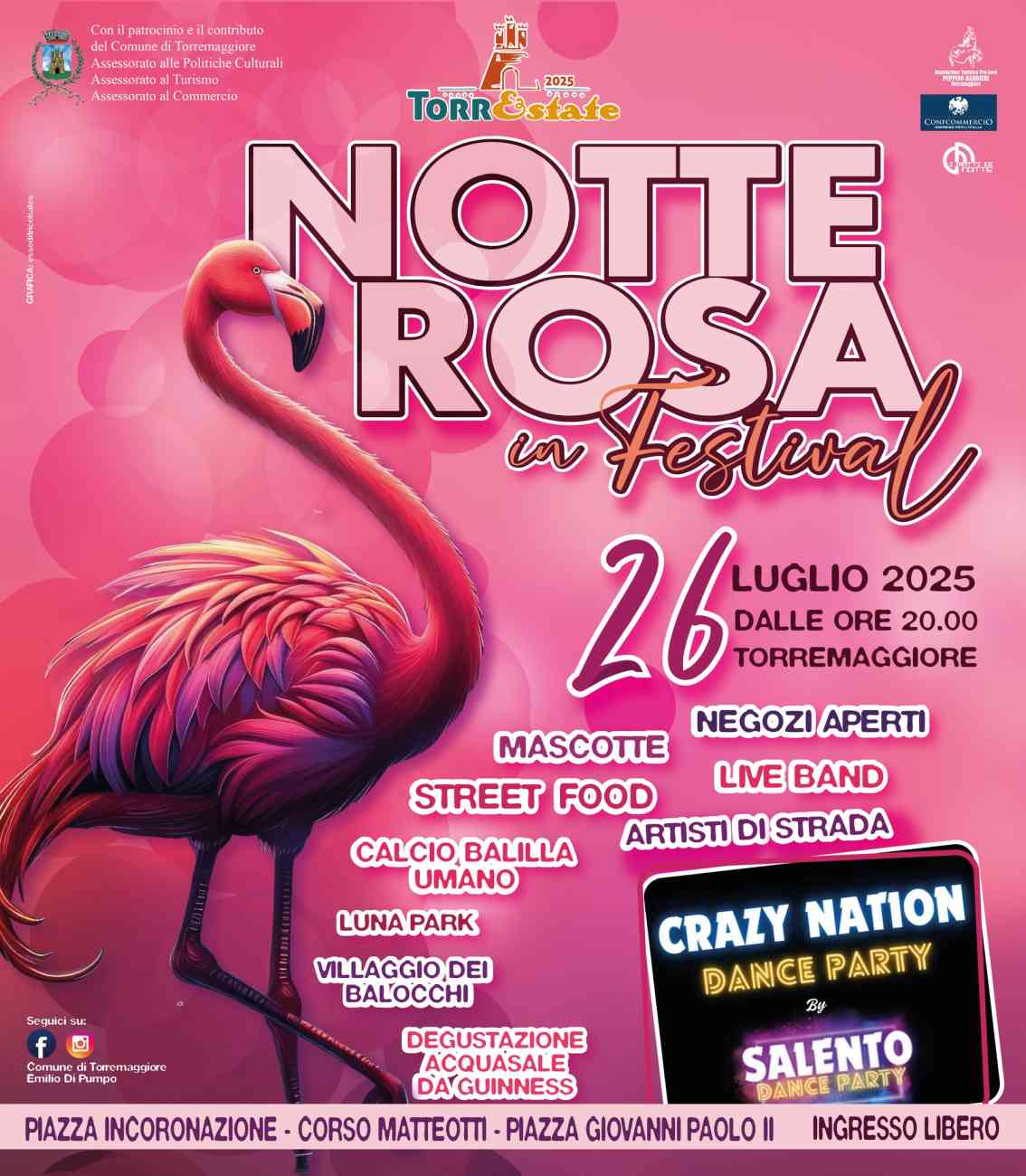Torremaggiore si tinge di rosa: torna la notte più attesa dell’estate Torremaggiore si tinge di rosa: torna la notte più attesa dell’estate