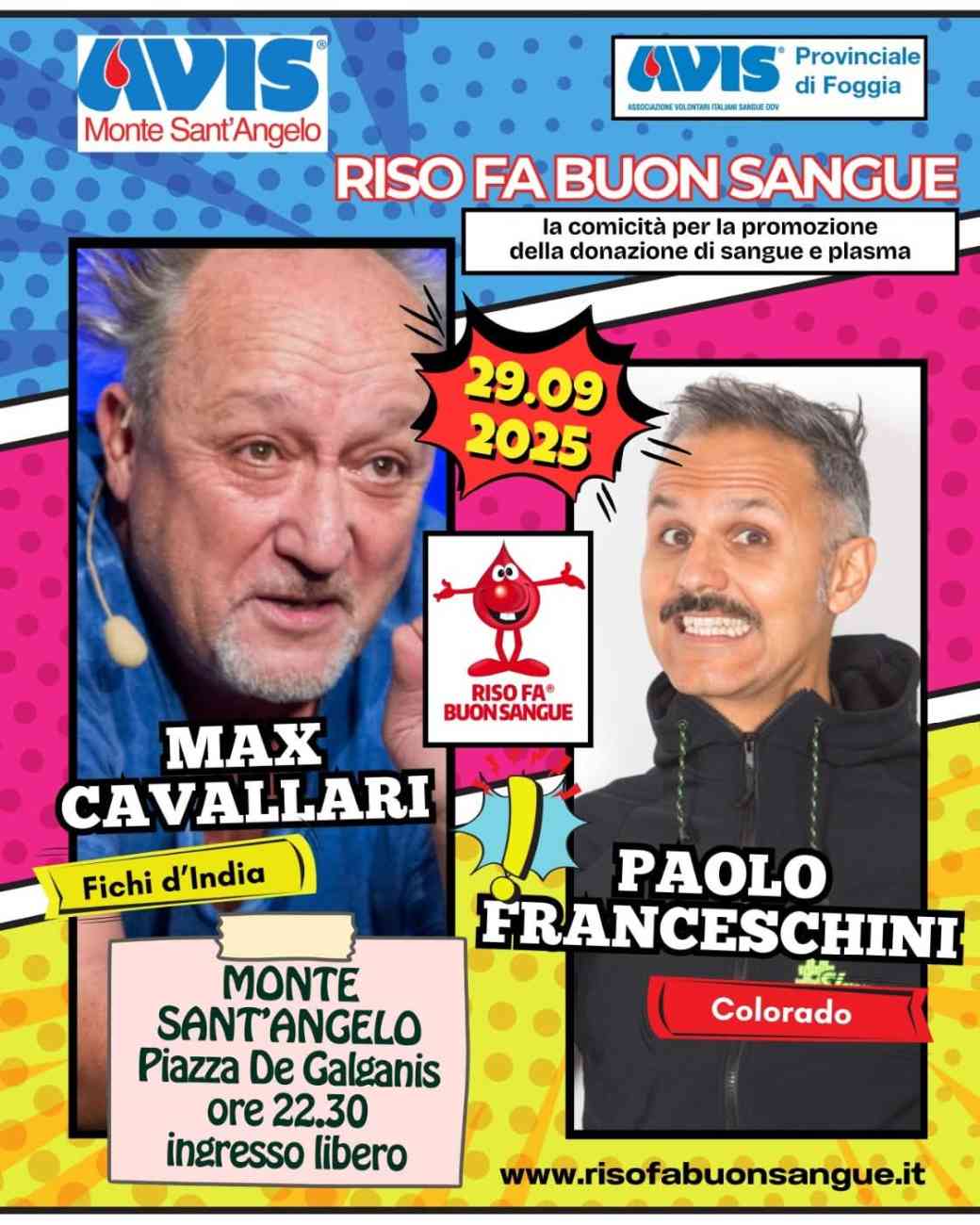 Monte Sant’Angelo, AVIS porta il cabaret in piazza con i comici Max Cavallari e Paolo Franceschini Monte Sant’Angelo, AVIS porta il cabaret in piazza con i comici Max Cavallari e Paolo Franceschini