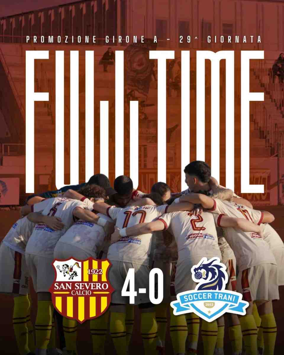 San Severo travolgente ad Apricena: 4-0 alla Soccer Trani in una giornata da ricordare San Severo travolgente ad Apricena: 4-0 alla Soccer Trani in una giornata da ricordare
