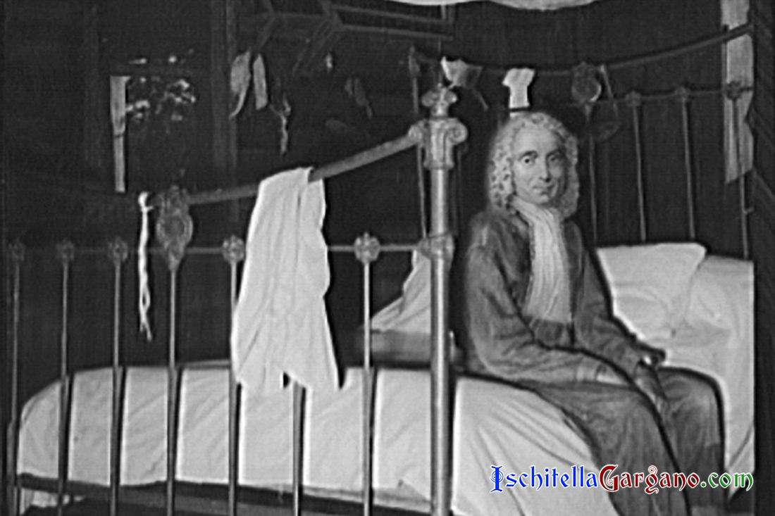 Che fine ha fatto il letto di Pietro Giannone? Fotomontaggio raffigurante Pietro Giannone