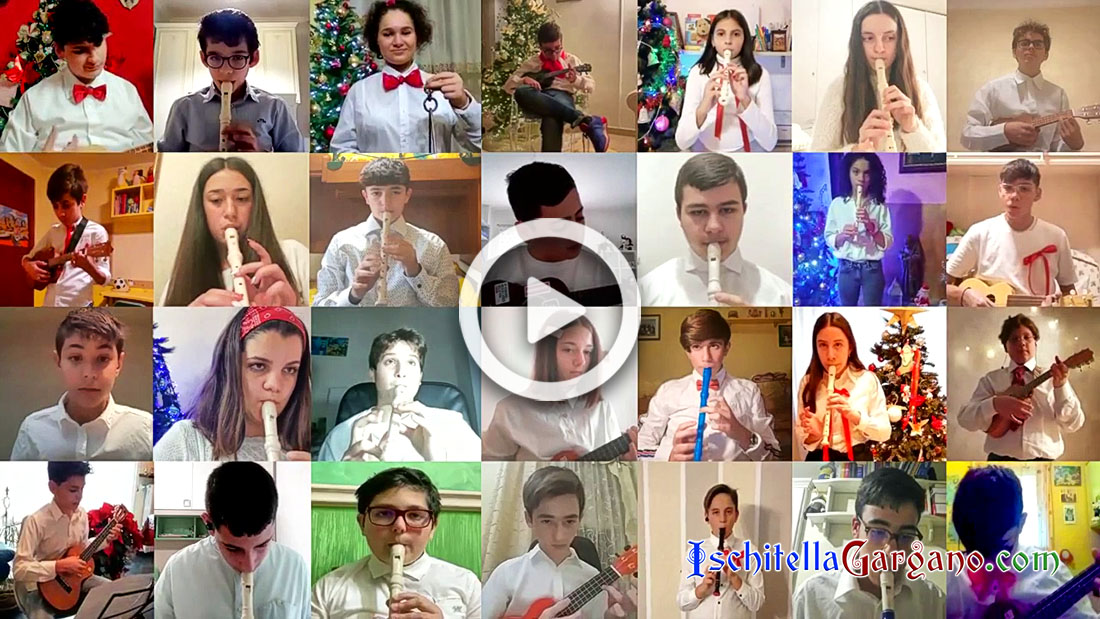 Il covid non spegne il Natale: gli auguri dei bambini della scuola media di Carpino Alunni scuola media Carpino