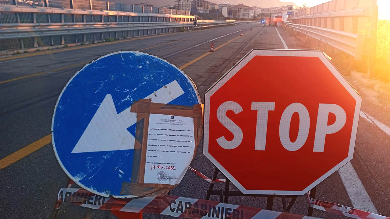 Sotto sequestro il cantiere sul ponte di Cagnano Varano Sotto sequestro il cantiere sul ponte di Cagnano Varano