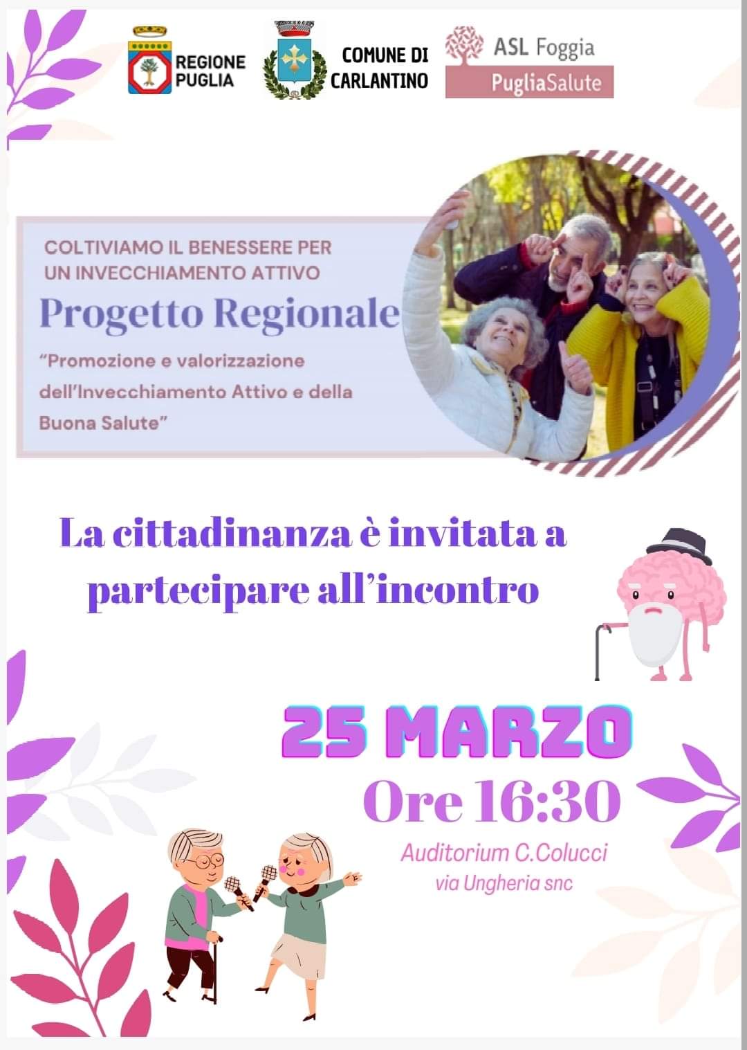 Invecchiamento attivo, a Carlantino la presentazione del progetto per gli anziani Invecchiamento attivo, a Carlantino la presentazione del progetto per gli anziani
