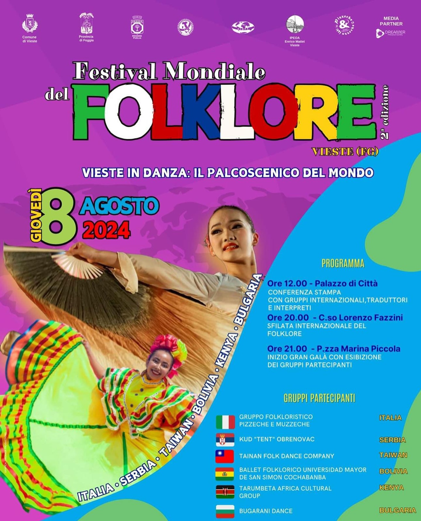 Ritorna il Festival Mondiale del Folklore a Vieste, presenti gruppi di danza di fama internazionale Ritorna il Festival Mondiale del Folklore a Vieste, presenti gruppi di danza di fama internazionale