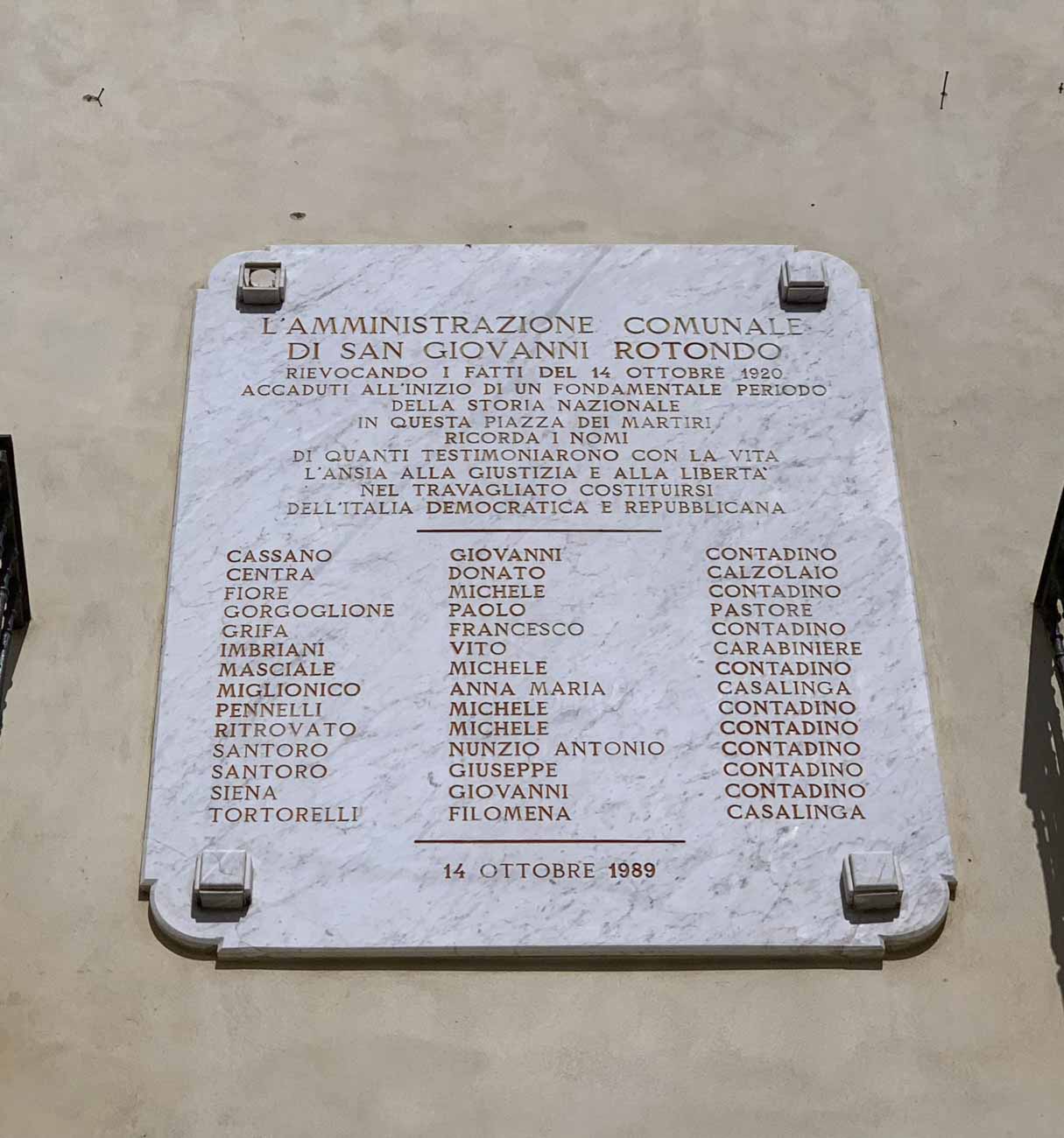 San Giovanni Rotondo ricorda l’eccidio del 1920: morirono 14 persone San Giovanni Rotondo ricorda l’eccidio del 1920: morirono 14 persone