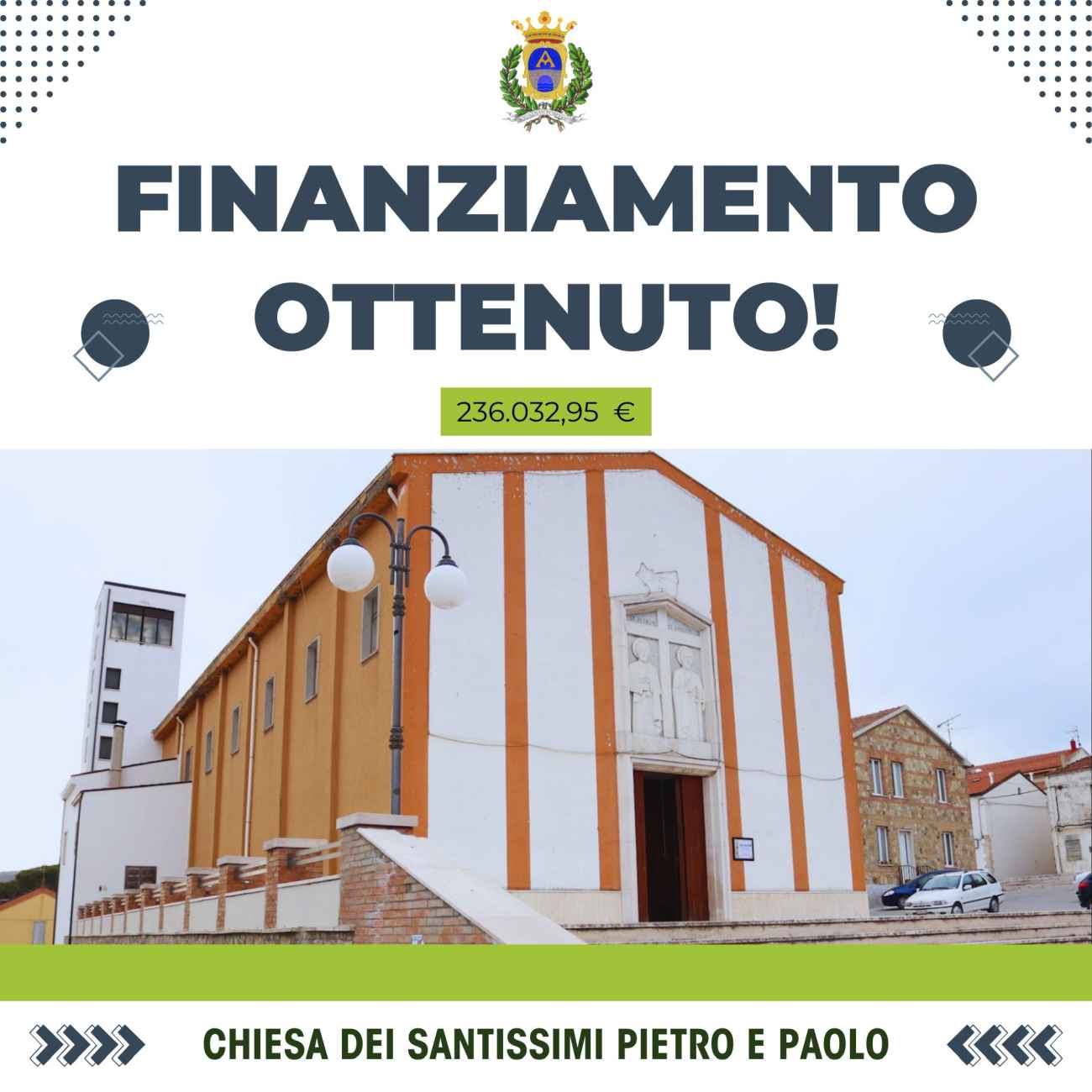 Accadia riceve 236mila euro per il restauro della Chiesa dei SS. Pietro e Paolo Accadia riceve 236mila euro per il restauro della Chiesa dei SS. Pietro e Paolo