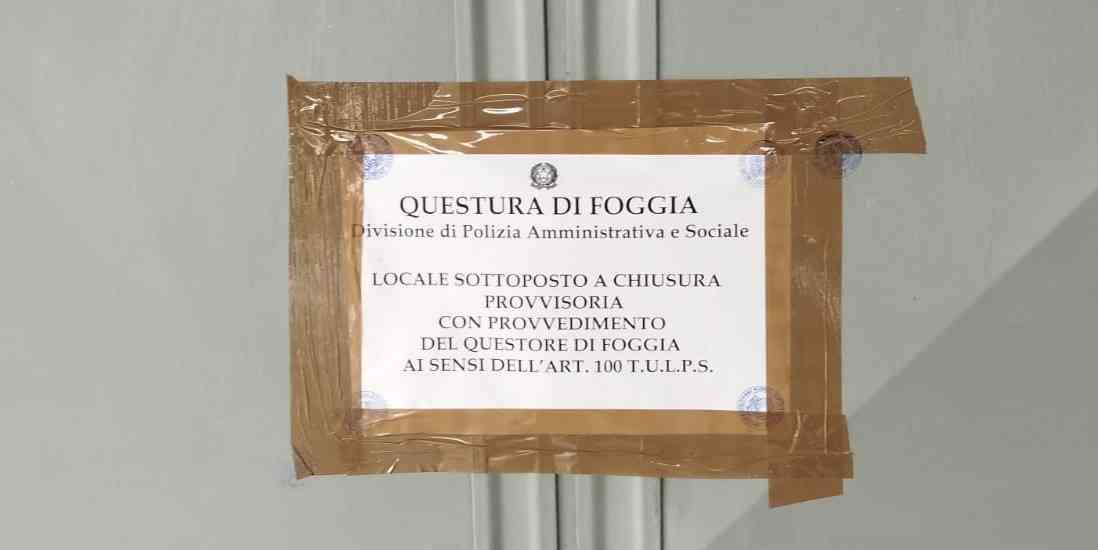 Sicurezza in Capitanata, scattano tre provvedimenti della Polizia in tre locali Sicurezza in Capitanata, scattano tre provvedimenti della Polizia in tre locali