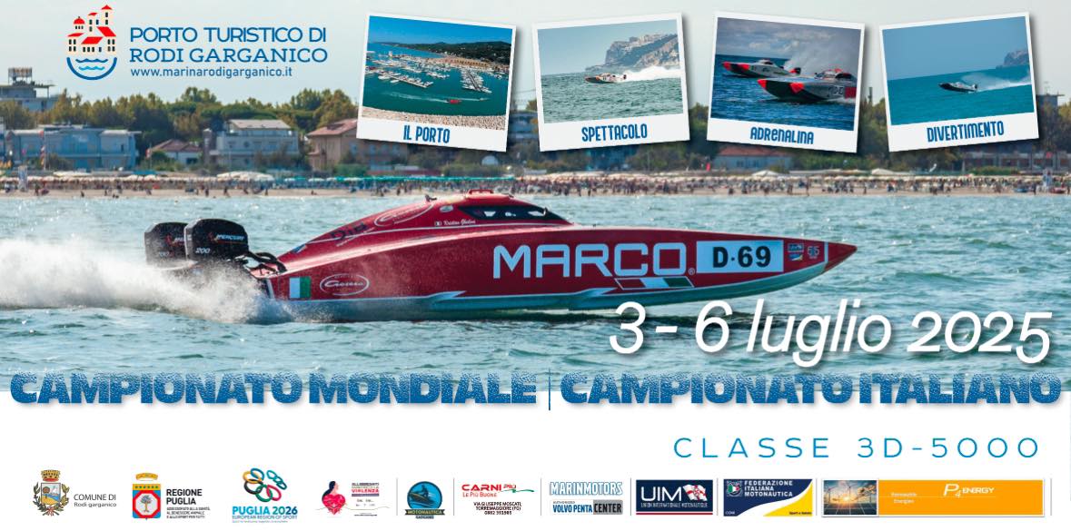 Velocità e spettacolo a Rodi Garganico: arriva il Campionato Mondiale di Off Shore Velocità e spettacolo a Rodi Garganico: arriva il Campionato Mondiale di Off Shore