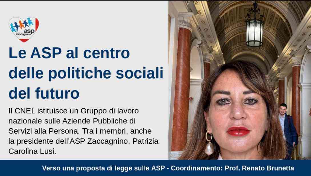 Patrizia Lusi della ASP Zaccagnino nominata nel nuovo tavolo nazionale CNEL per le ASP Patrizia Lusi della ASP Zaccagnino nominata nel nuovo tavolo nazionale CNEL per le ASP