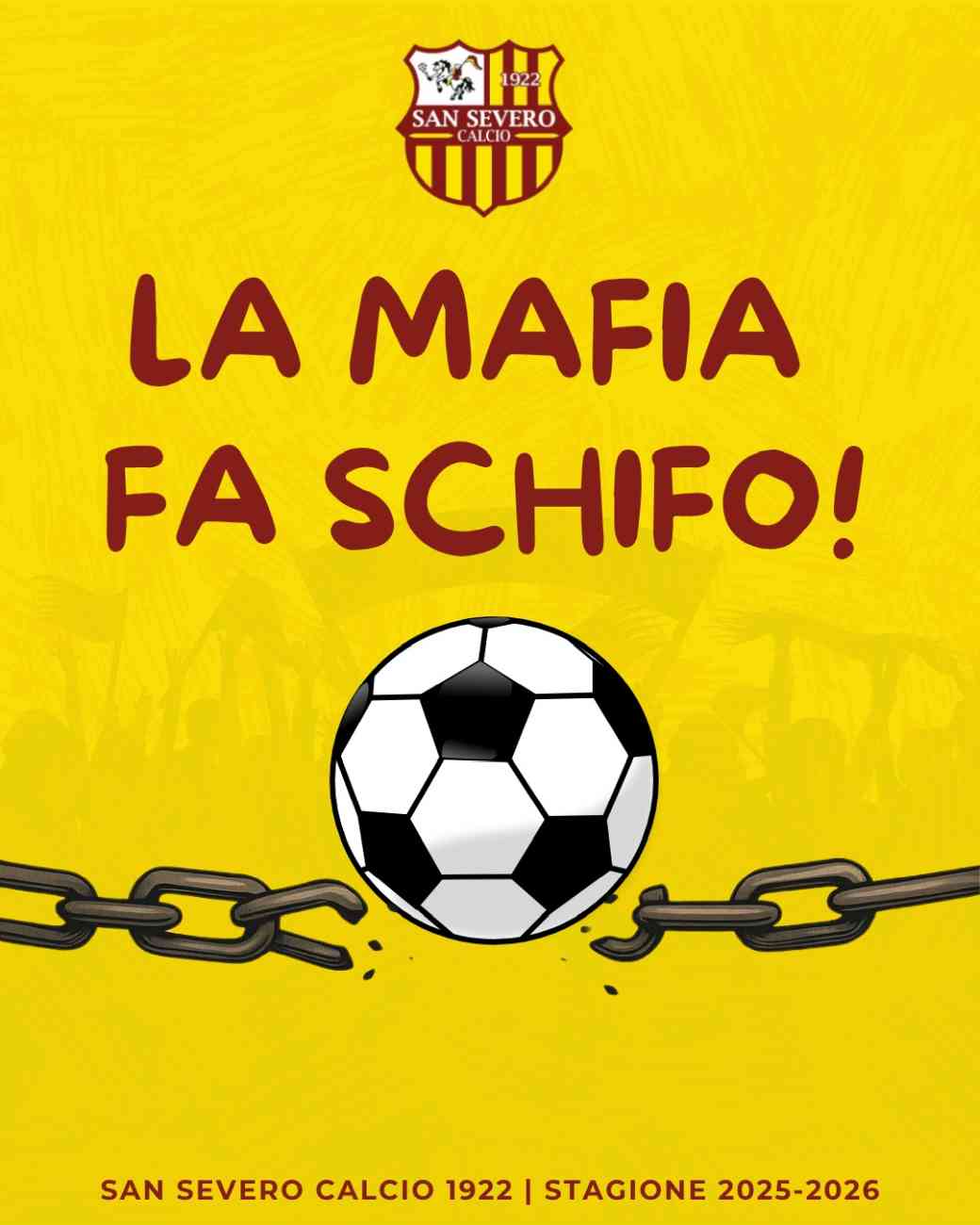 “La mafia fa schifo!”: il San Severo Calcio trasforma la maglia in un manifesto per la legalità “La mafia fa schifo!”: il San Severo Calcio trasforma la maglia in un manifesto per la legalità