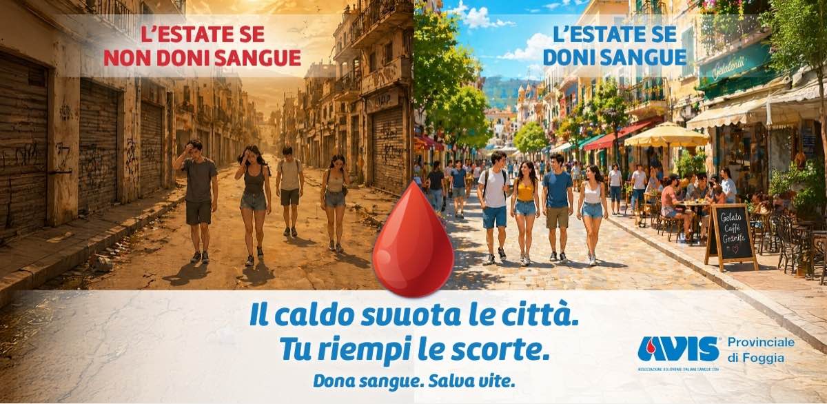 “Il caldo svuota le città. Tu riempi le scorte”: al via la campagna estiva di AVIS provinciale Foggia “Il caldo svuota le città. Tu riempi le scorte”: al via la campagna estiva di AVIS provinciale Foggia